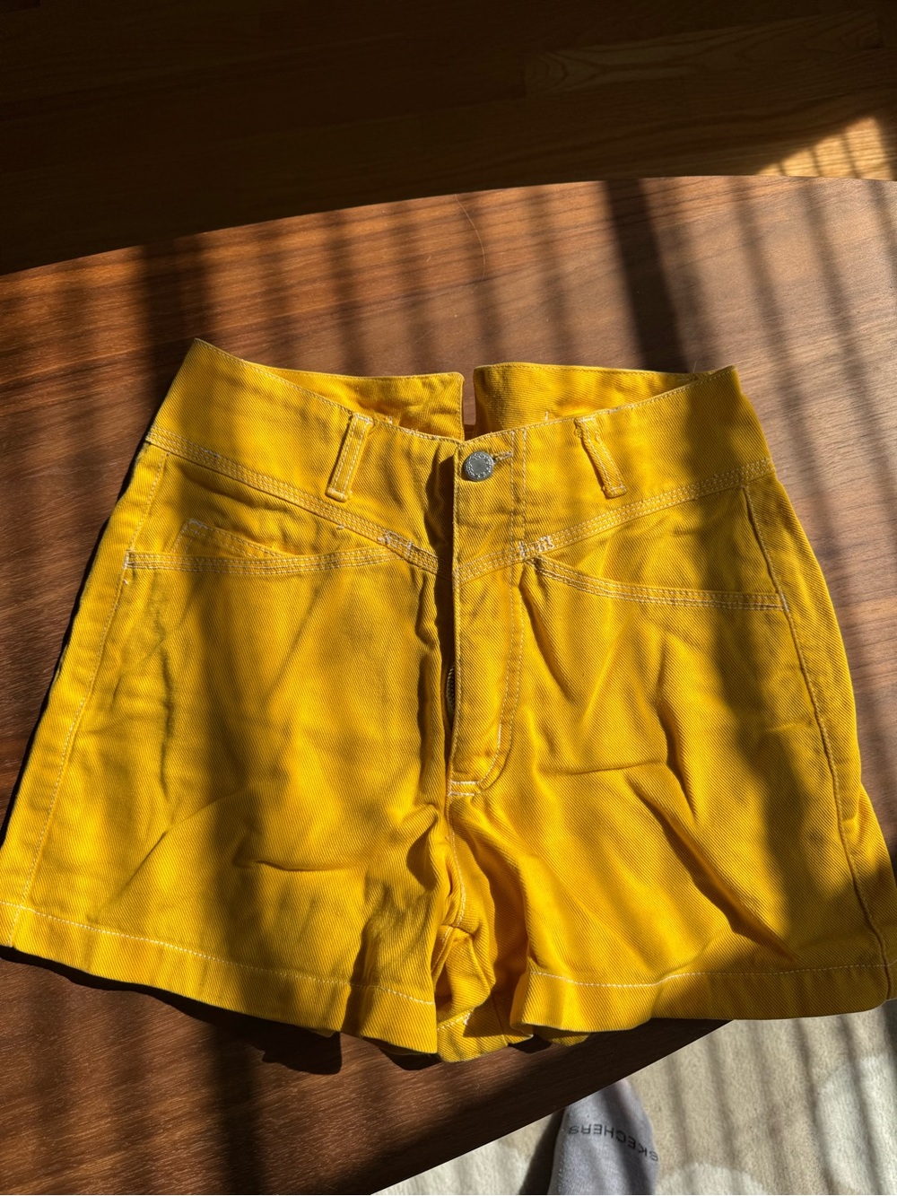 High-Rise Vintage Yellow Women's Shorts